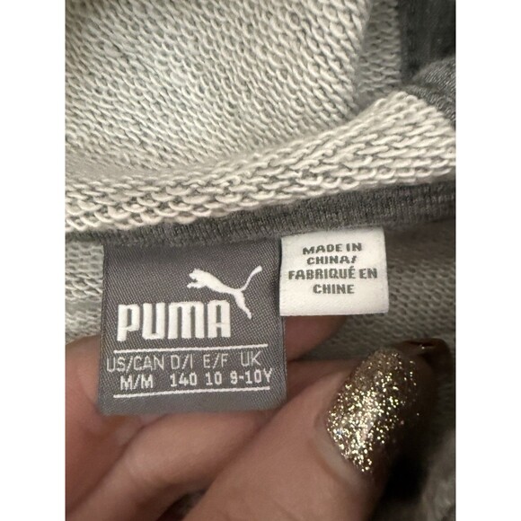 NWOT Boys M Medium  Gray Puma Hoodie Sweatshirt Retail $50 - Picture 3 of 8
